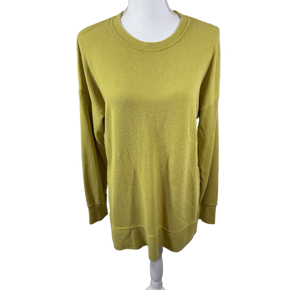 Aerie Tunic Top Women's XS Long Sleeve Oversized Crew Neck Yellow Pullover